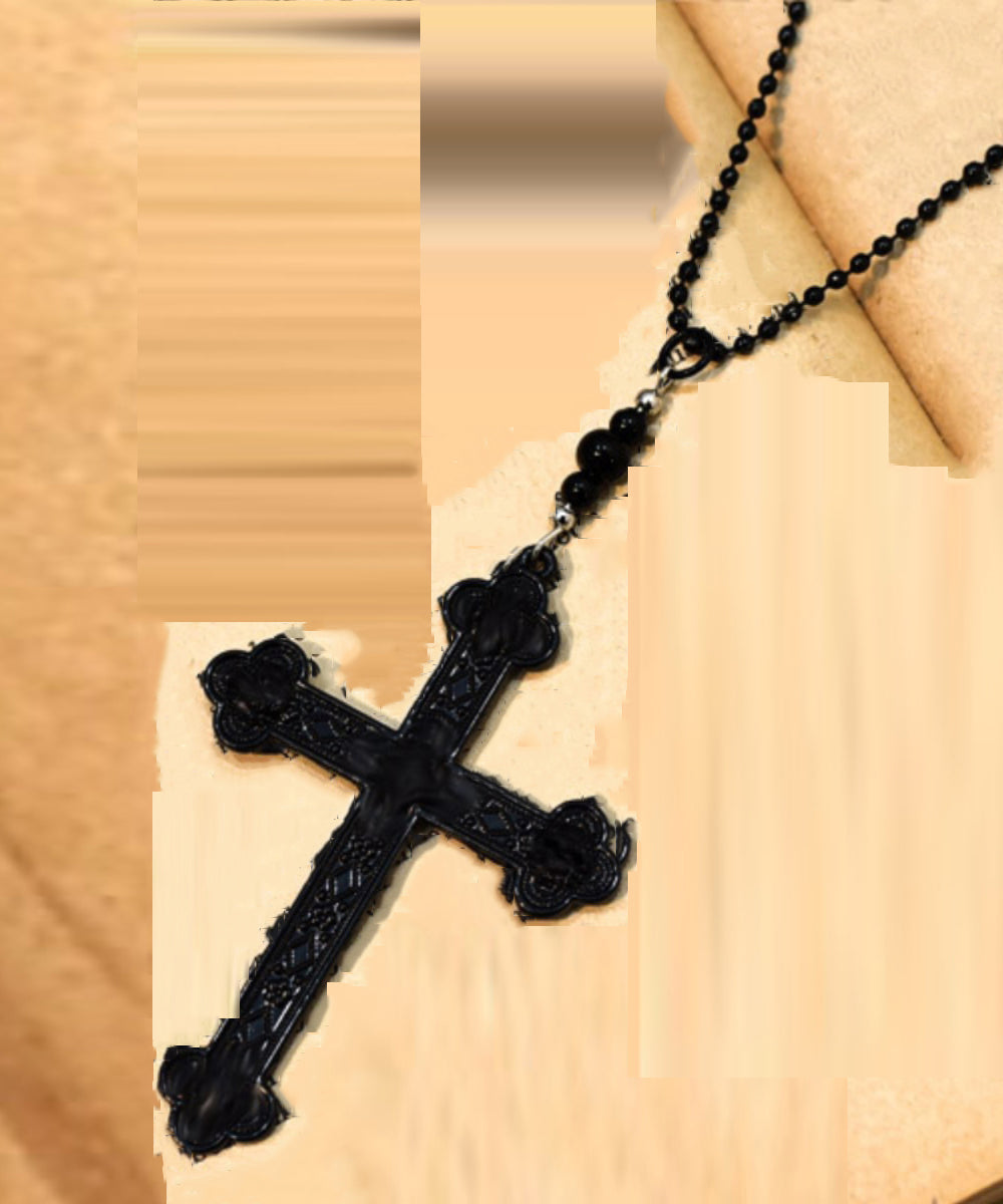 Collier avec pendentif en forme de croix en alliage noir - Urbann-Vibe