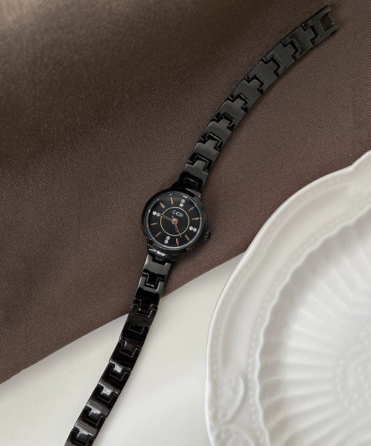 Montres boutique en alliage noir Hardlex avec mouvement à quartz - Urbann-Vibe