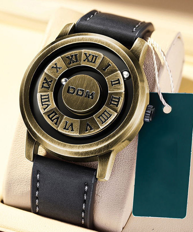 Montre Boutique en cuir véritable noir Tai Chi Huit Trigrammes - Urbann-Vibe