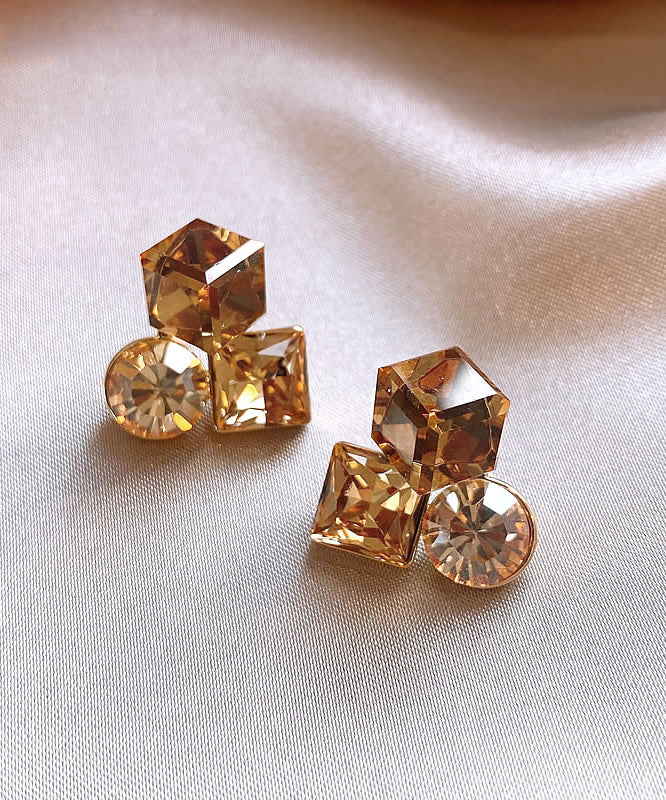 Boucles d'oreilles à tige en alliage de cuivre doré et cristal - Urbann-Vibe