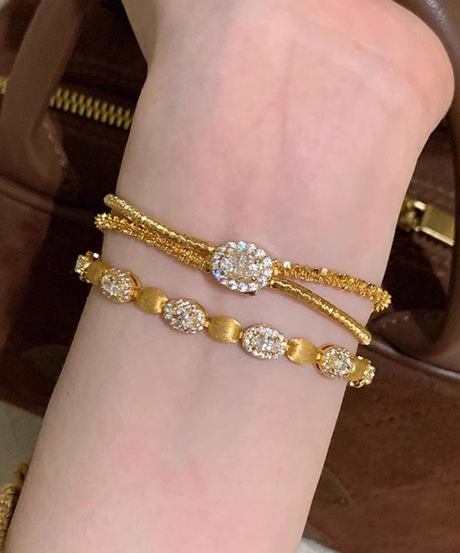 Bracelet deux pièces en argent sterling doré et zircons - Urbann-Vibe
