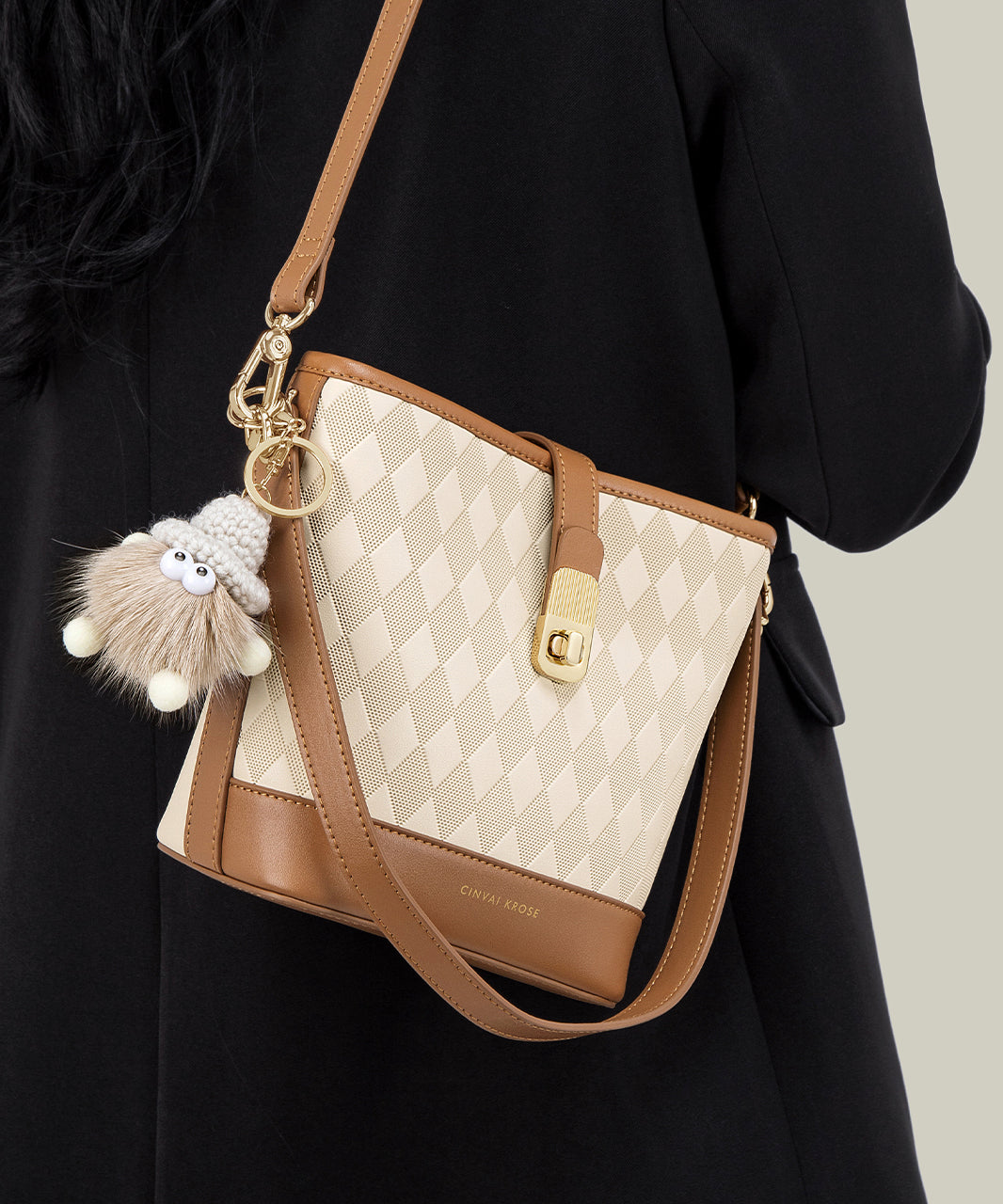 Sac seau grande capacité en cuir de veau kaki Boutique - Urbann-Vibe