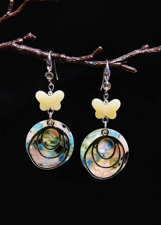 Boutique Boucles d'oreilles pendantes en jade papillon jaune clair - Urbann-Vibe