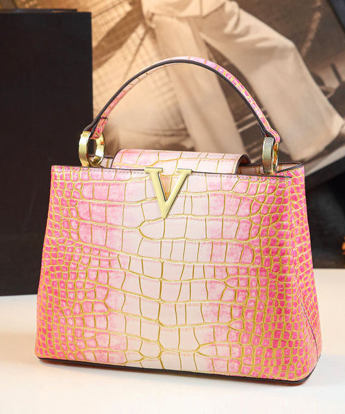 Sac fourre-tout en cuir de veau gaufré dégradé rose Boutique - Urbann-Vibe