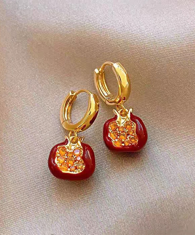 Boucles d'oreilles pendantes grenade en zircon surdoré en cuivre rouge - Urbann-Vibe