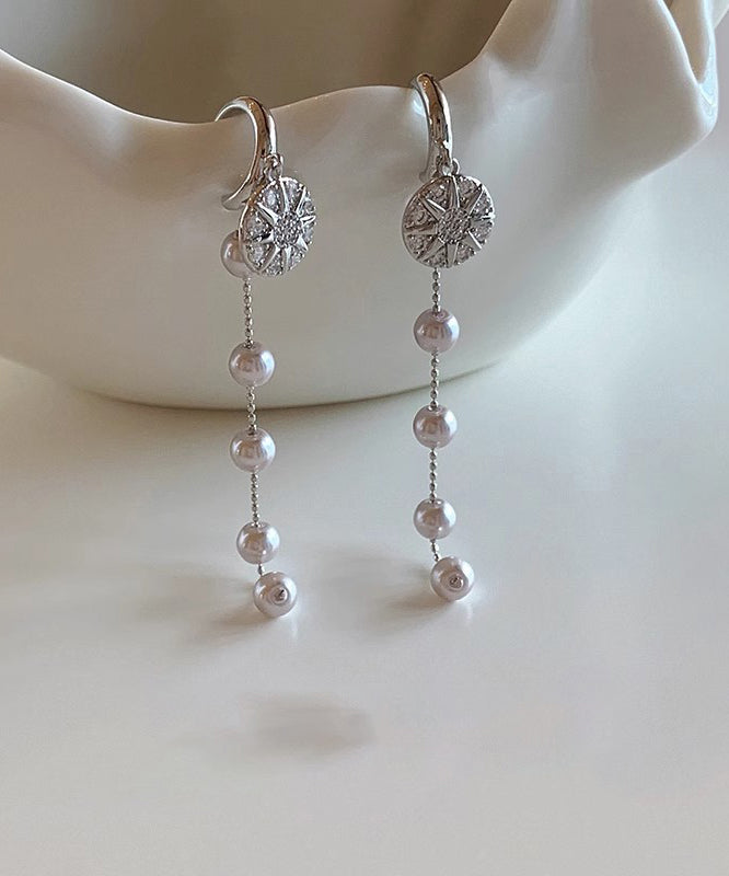 Boucles d'oreilles pendantes en argent sterling et perles de zircone surdorées Boutique Silk - Urbann-Vibe