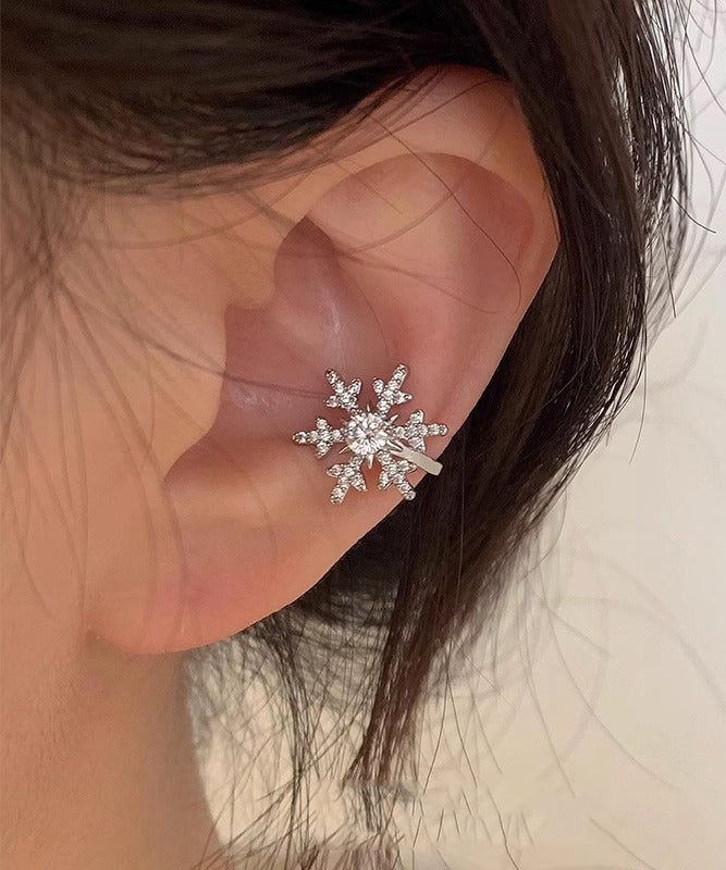 Boucles d'oreilles à tige en acier inoxydable blanc avec zircons et neige - Urbann-Vibe