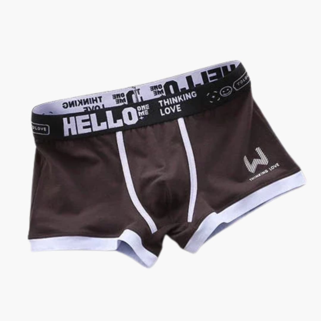 Men's boxer shorts elastic waistband contrast trim fitted silhouette solid knit everyday comfort