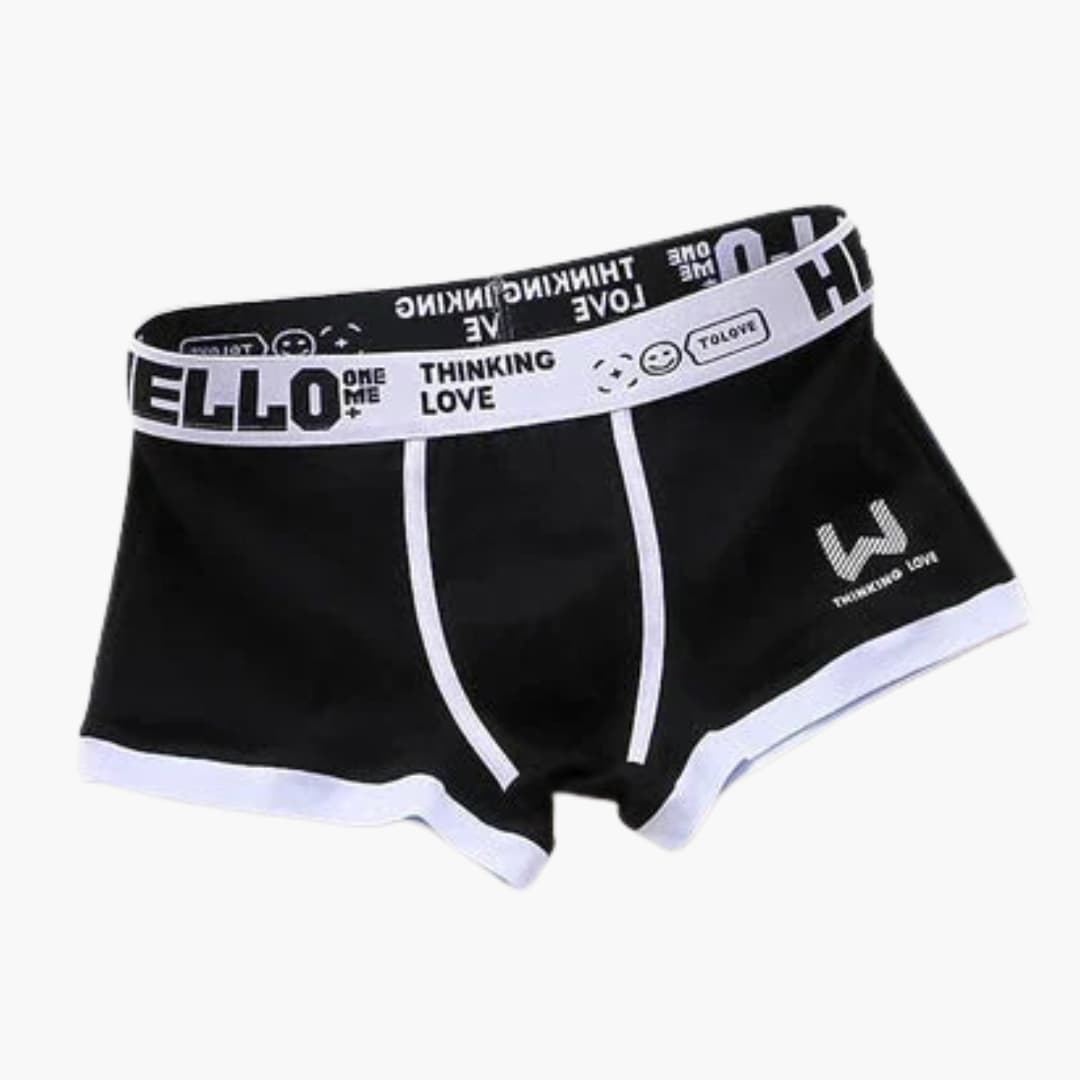Men's boxer shorts elastic waistband contrast trim fitted silhouette solid knit everyday comfort