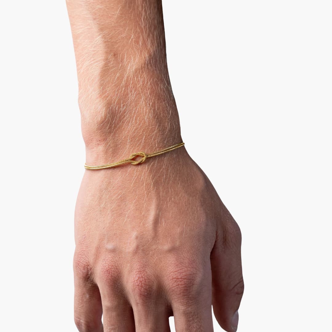 Men's 1.5mm 18K gold-plated stainless steel minimalist bracelet adjustable slim band daily wear