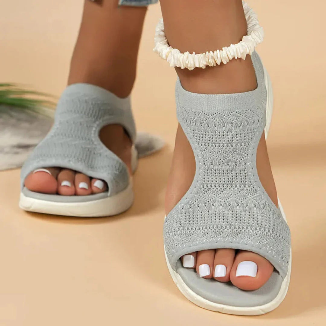 Brea orthopedic knit sandals in neutral tones with breathable open-toe upper and cushioned sole