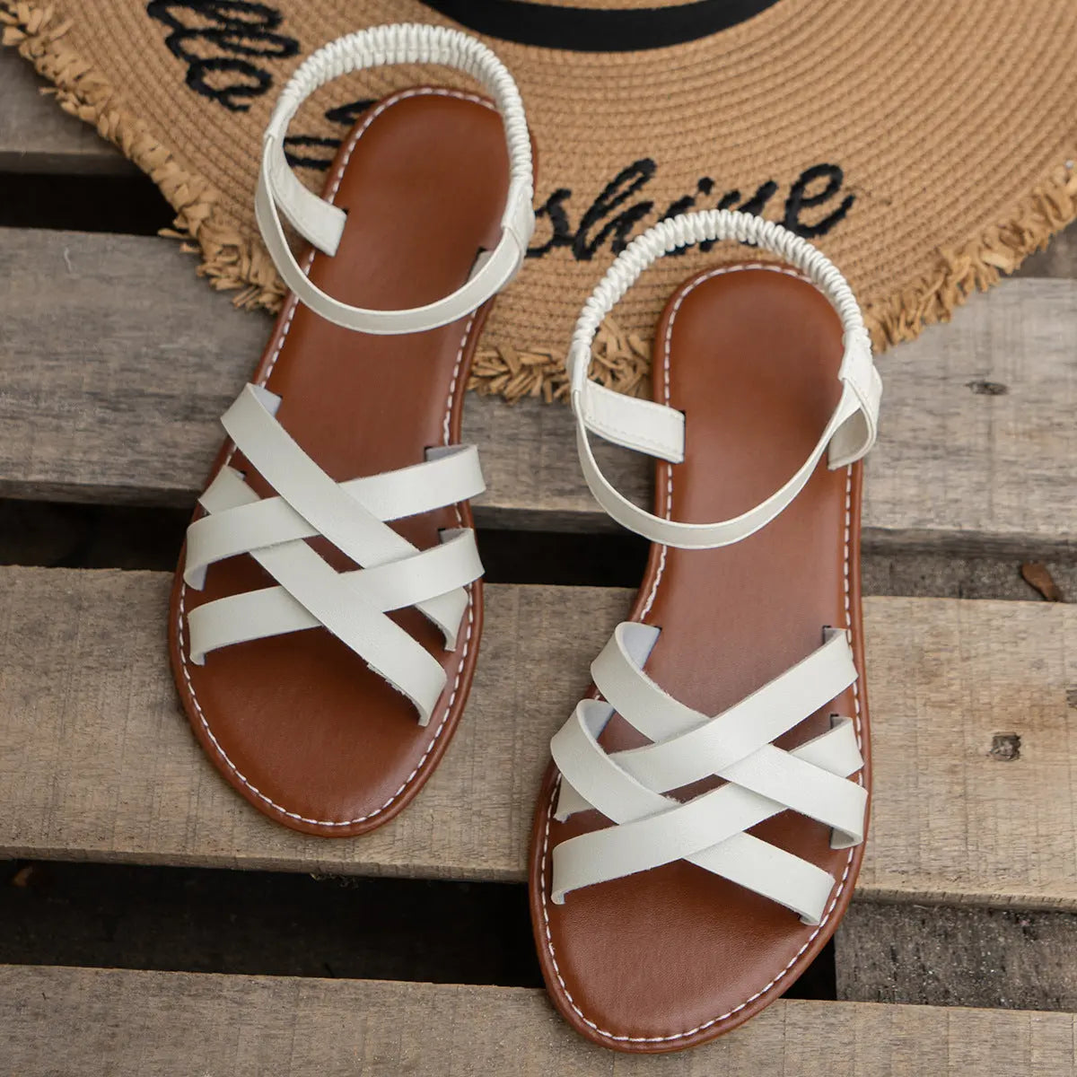 Women's breathable cross strap sandals microfiber upper elastic fit outdoor adventure casual footwear