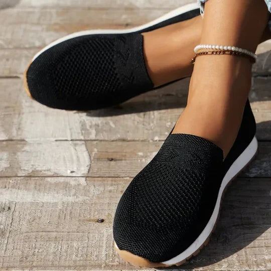 Women's natural knit slippers breathable open-weave design cozy home shoes for all-day comfort