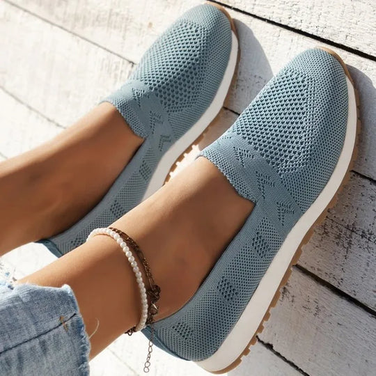Women's natural knit slippers airy breathable construction cozy home shoes easy care durable