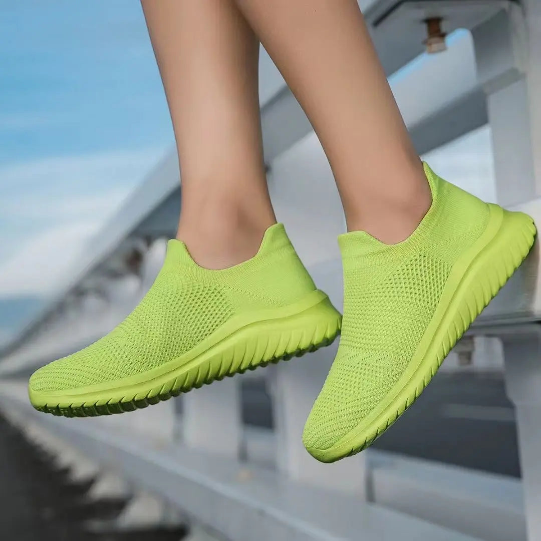 Unisex breathable knit sneakers lightweight eco-friendly fiber blend casual all-day comfort wear