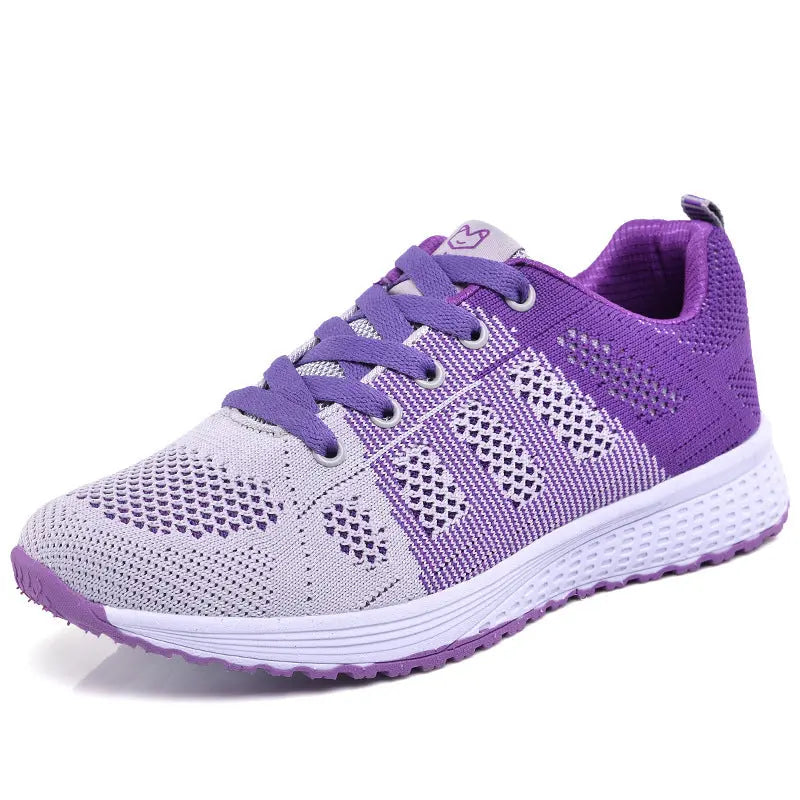 Women's breathable mesh lace-up sneakers with non-slip sole for lightweight all-day casual comfort