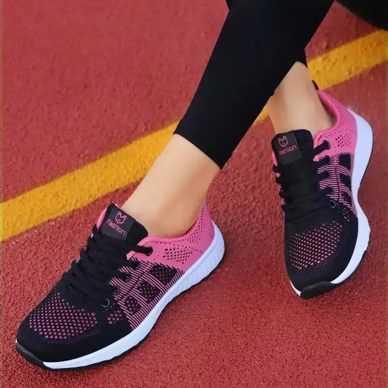 Women's breathable mesh lace-up sneakers with non-slip sole for casual all-day comfort and support