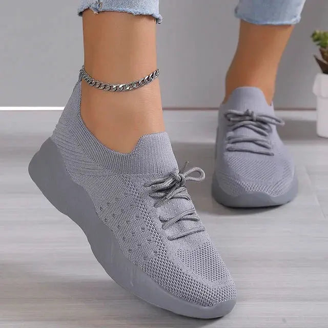 Women's breathable slip-on sneakers lightweight cushioned sole knit upper casual daily comfort