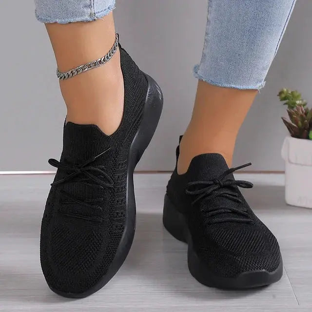 Women's breathable slip-on sneakers lightweight cushioned sole knit upper casual daily comfort