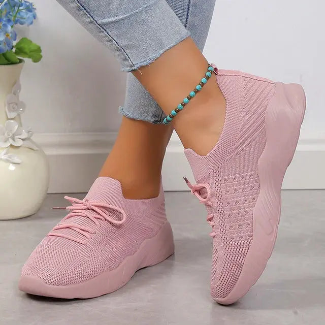 Women's breathable slip-on sneakers lightweight cushioned sole knit upper casual everyday comfort