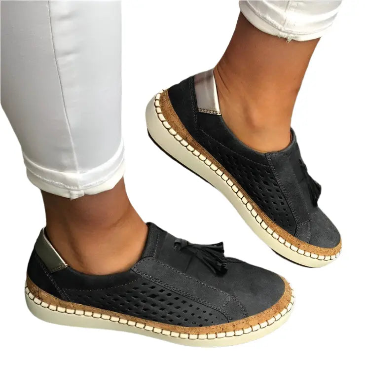 Women's breathable slip-on sneakers with arch support cushioned insole for all-day comfort