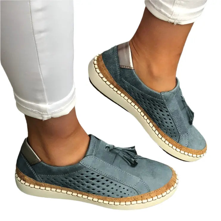 Women's breathable slip-on sneakers with arch support cushioned insole casual everyday style
