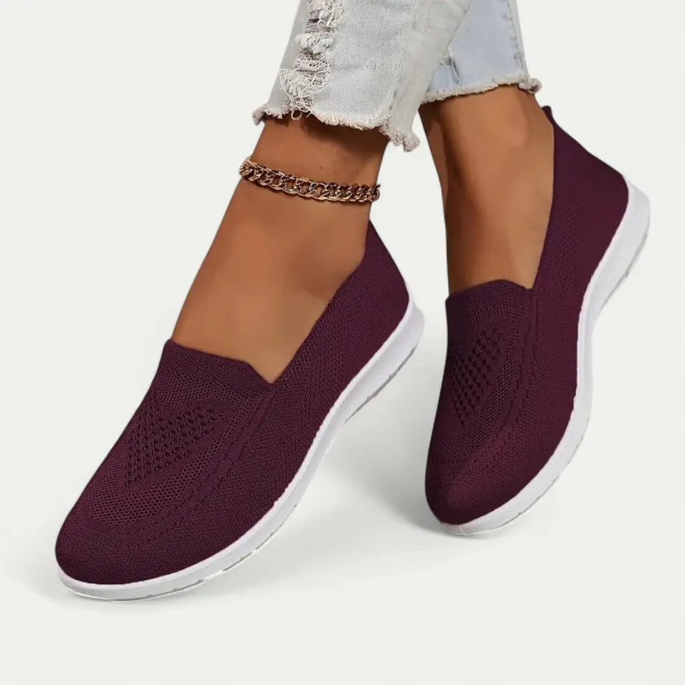 Women's breathable slip-on walking shoes mesh upper lightweight cushioned sole everyday comfort