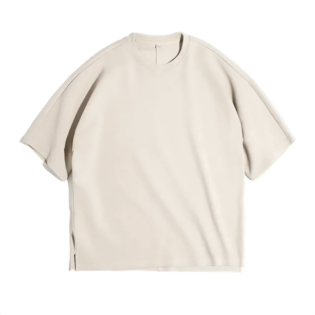 White cotton boxy oversized t-shirt relaxed O-neck fit breathable unisex casual everyday tee