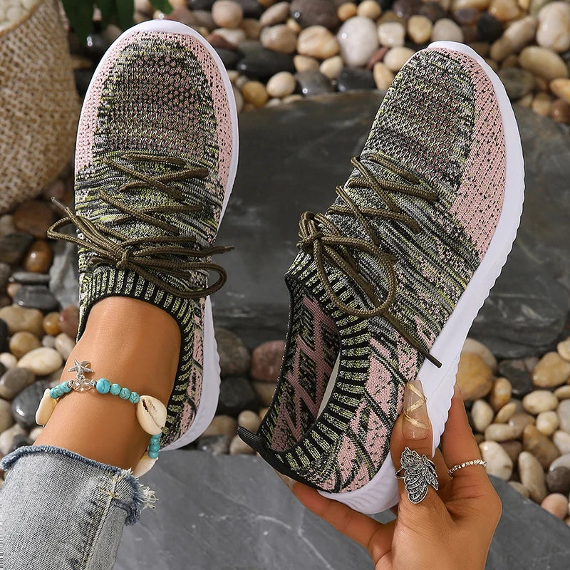 Women's breathable knit slip-on sneakers lightweight cushioned sole casual everyday comfort shoes