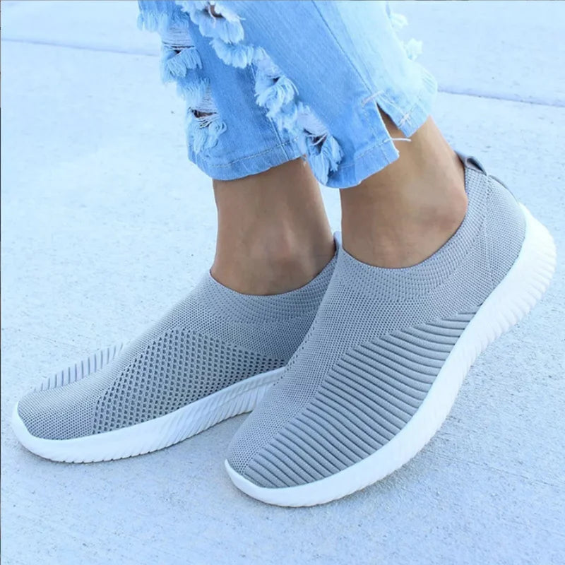 Women's slip-on sneakers breathable knit upper sock-like fit lightweight everyday comfort shoes