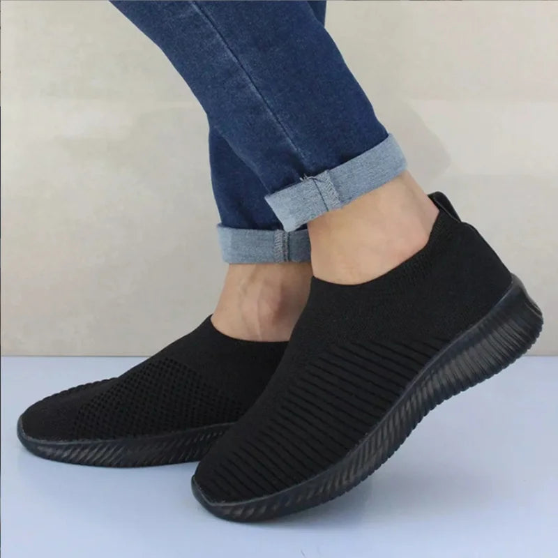 Women's slip-on knit sneakers lightweight breathable sock-fit design for all-day comfort