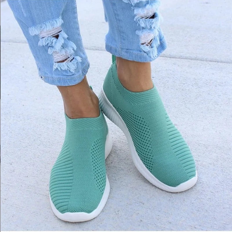 Women's slip-on knit sneakers lightweight breathable sock-fit design for all-day comfort