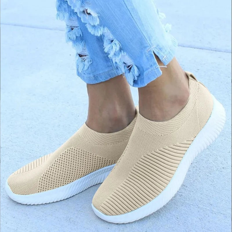 Women's slip-on knit sneakers lightweight breathable sock-fit design for all-day comfort