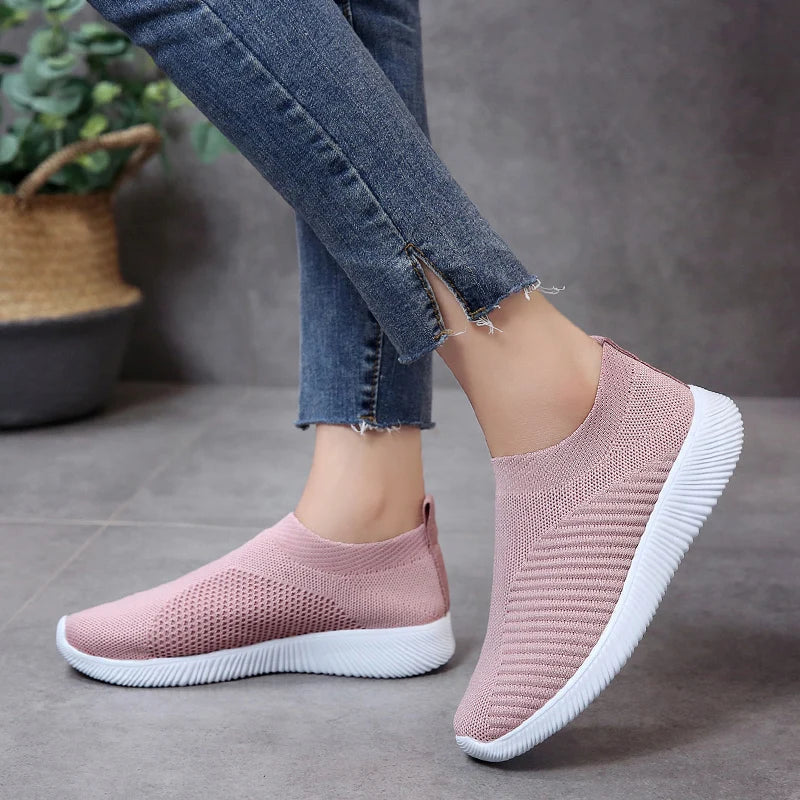 Women's slip-on knit sneakers lightweight breathable sock-fit design for all-day comfort