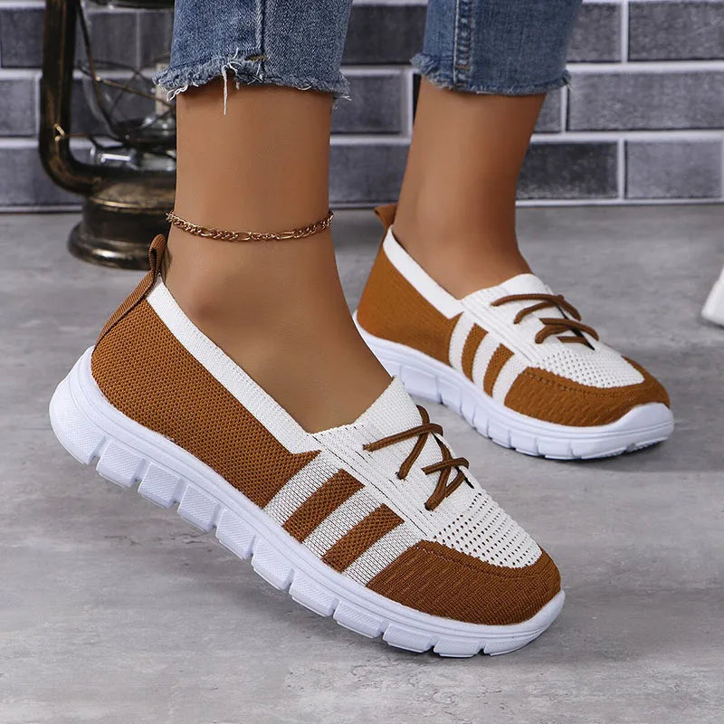 Women's slip-on knit sneakers lightweight breathable flexible sole casual everyday comfort shoes