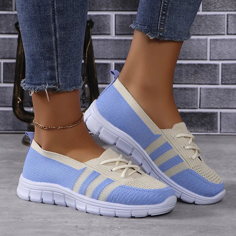 Women's slip-on sneakers breathable knit upper lightweight flexible sole casual everyday comfort