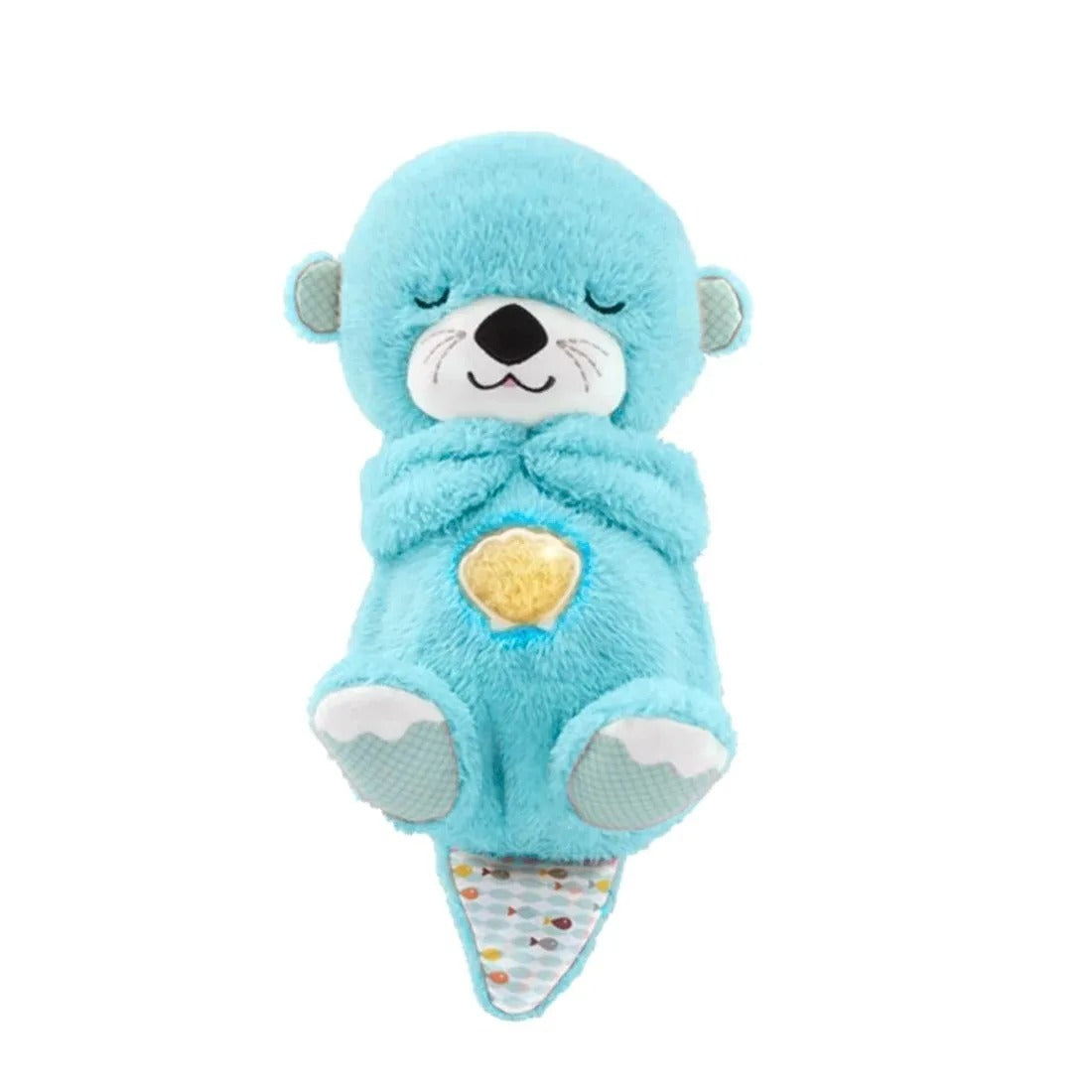 Soft plush otter baby toy with breathing rhythm feature and soothing music for calm infant sleep