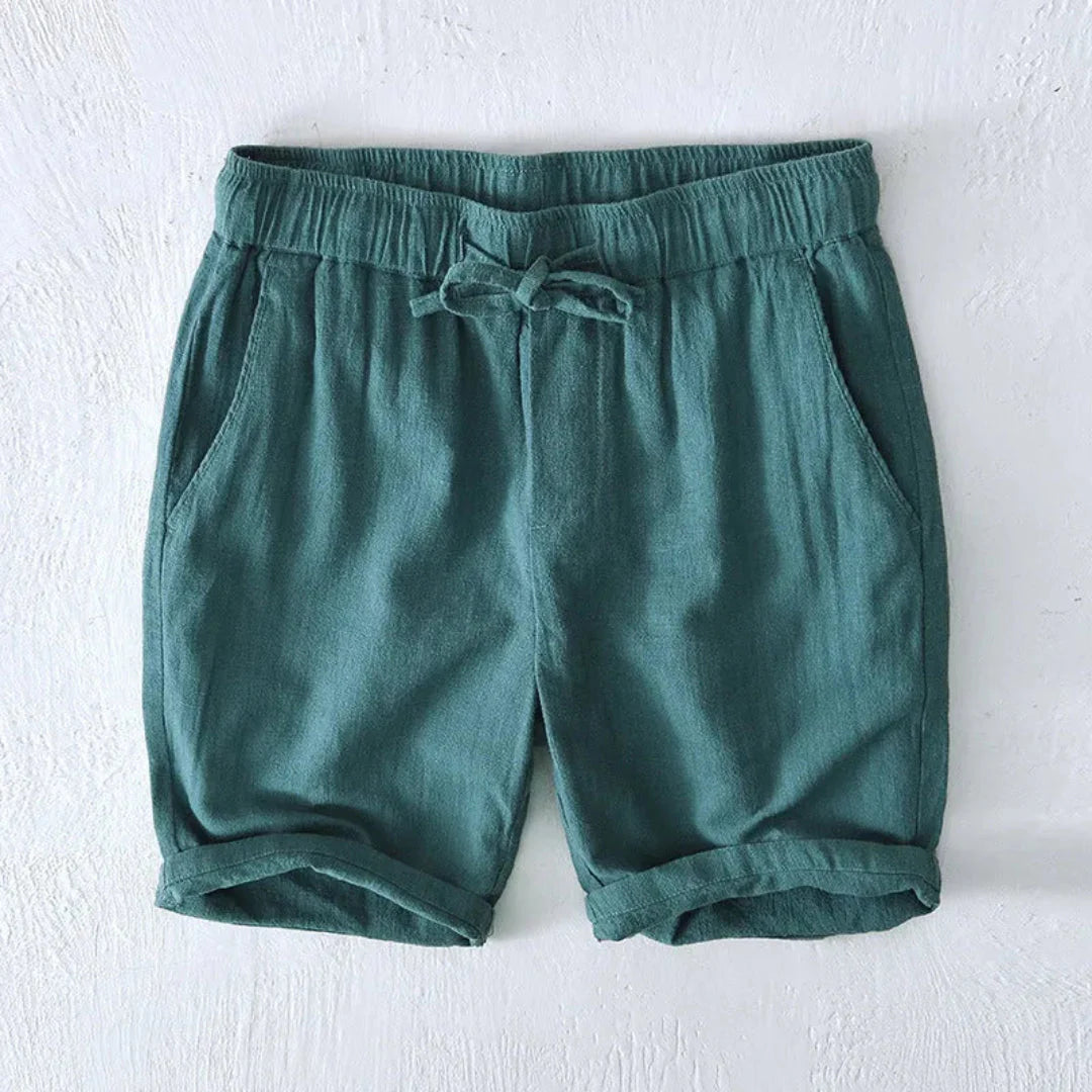 Women's relaxed-fit linen-blend summer shorts, breathable fabric, versatile warm-weather wardrobe staple
