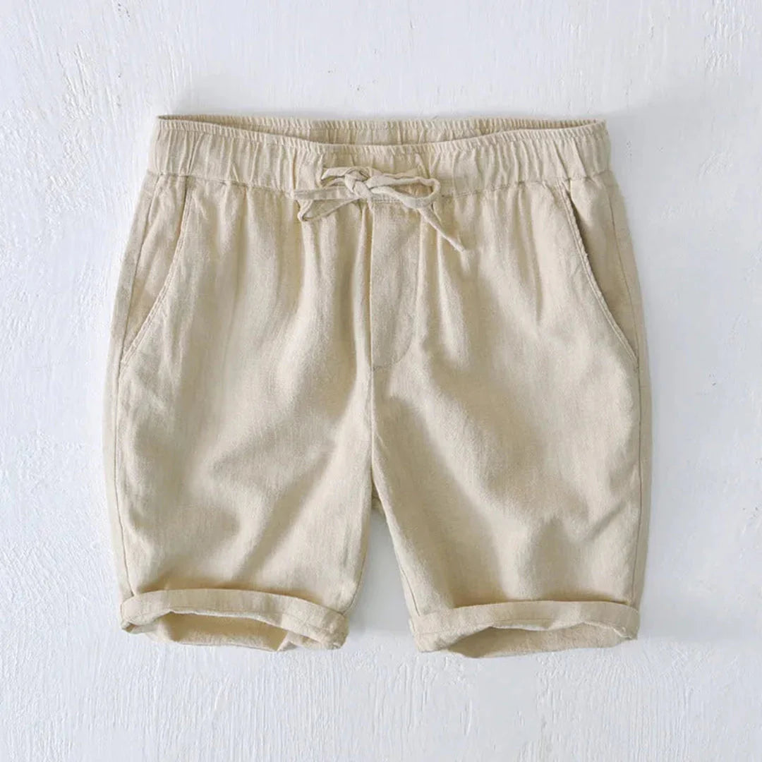 Women's relaxed-fit linen-blend summer shorts, breathable fabric, versatile warm-weather wardrobe staple