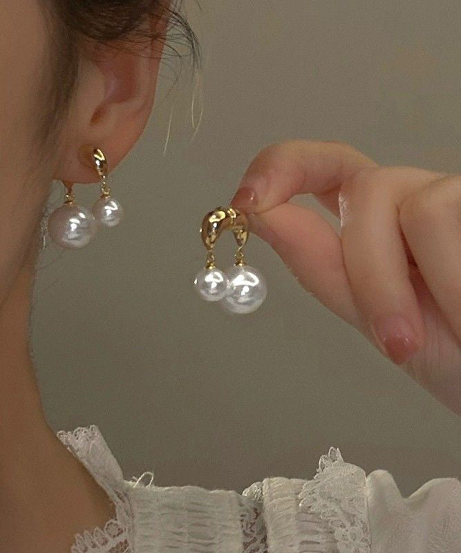 Boucles d'oreilles à tige en alliage de cuivre doré et perles - Urbann-Vibe