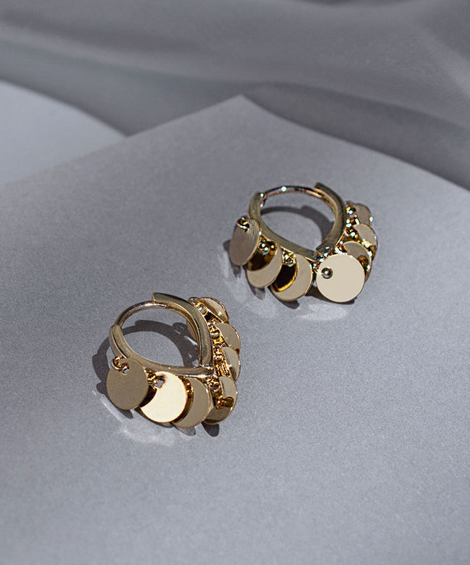 Boucles d'oreilles créoles à paillettes en alliage d'or et argent sterling - Urbann-Vibe