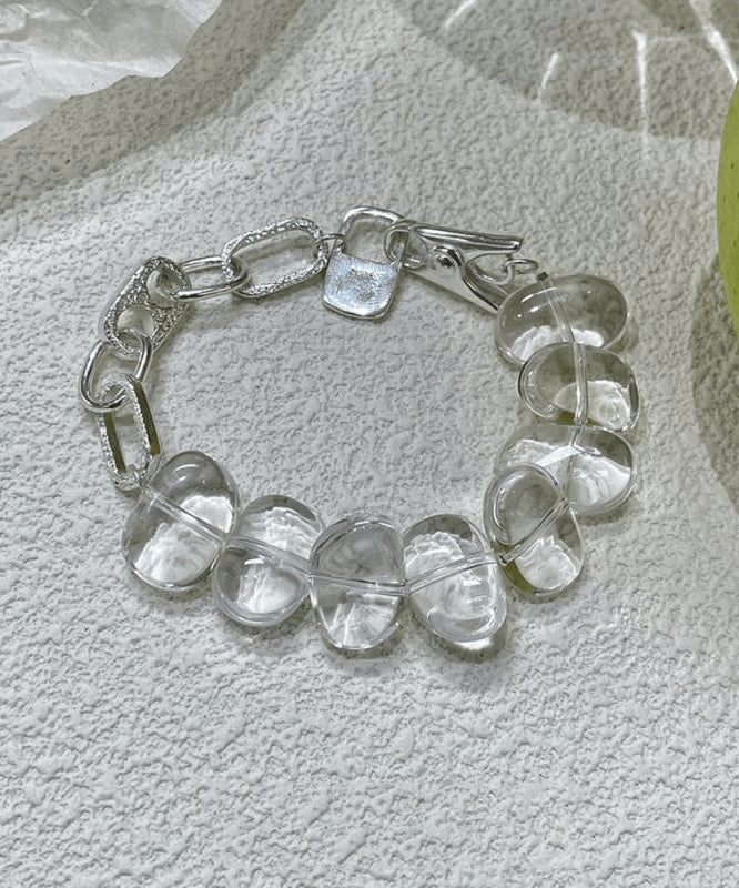 Bracelet chaîne en argent sterling et cristal couleur chair - Urbann-Vibe