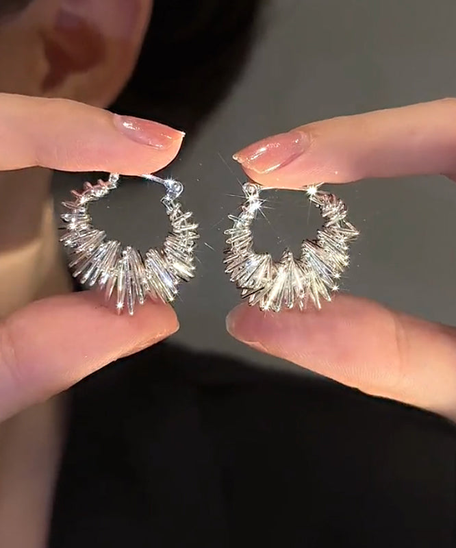 Boucles d'oreilles créoles froissées en soie, cuivre et zircon - Urbann-Vibe
