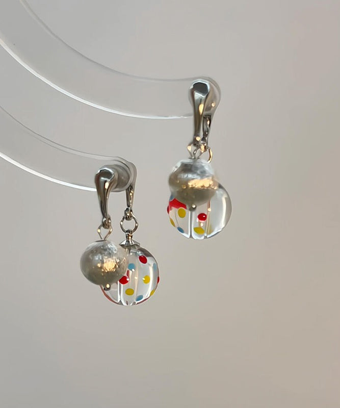 Boucles d'oreilles créoles en soie et argent sterling à pois givrés - Urbann-Vibe