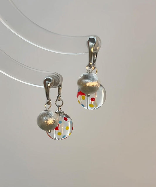 Boucles d'oreilles créoles en soie et argent sterling à pois givrés - Urbann-Vibe