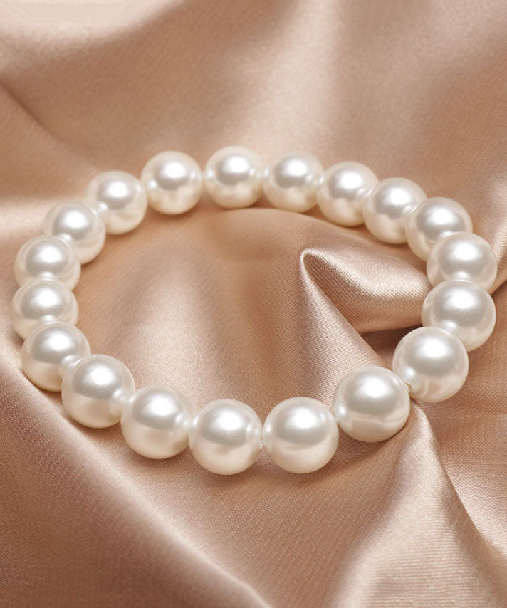 Bracelet court en alliage de perles blanches - Urbann-Vibe