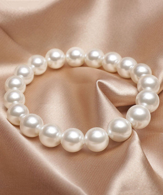 Bracelet court en alliage de perles blanches - Urbann-Vibe