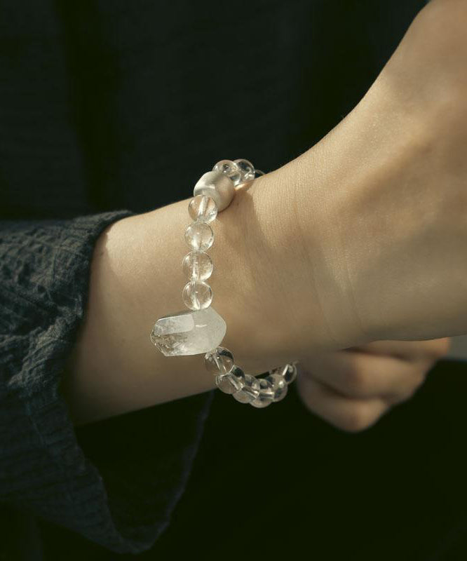 Bracelet à breloques asymétrique en cristal blanc tissé - Urbann-Vibe