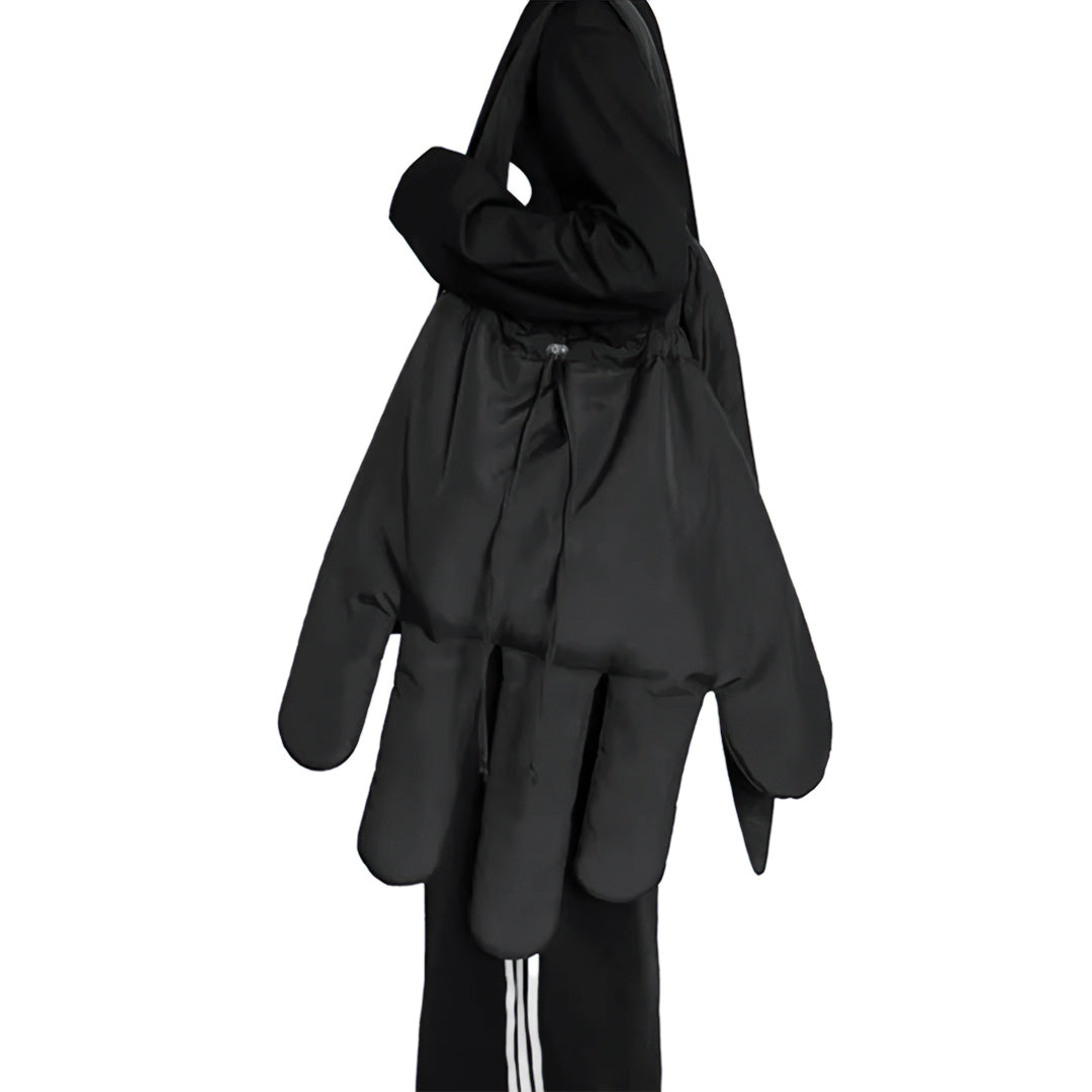 Waterproof nylon glove-shaped crossbody bag with large drawstring compartment for urban style