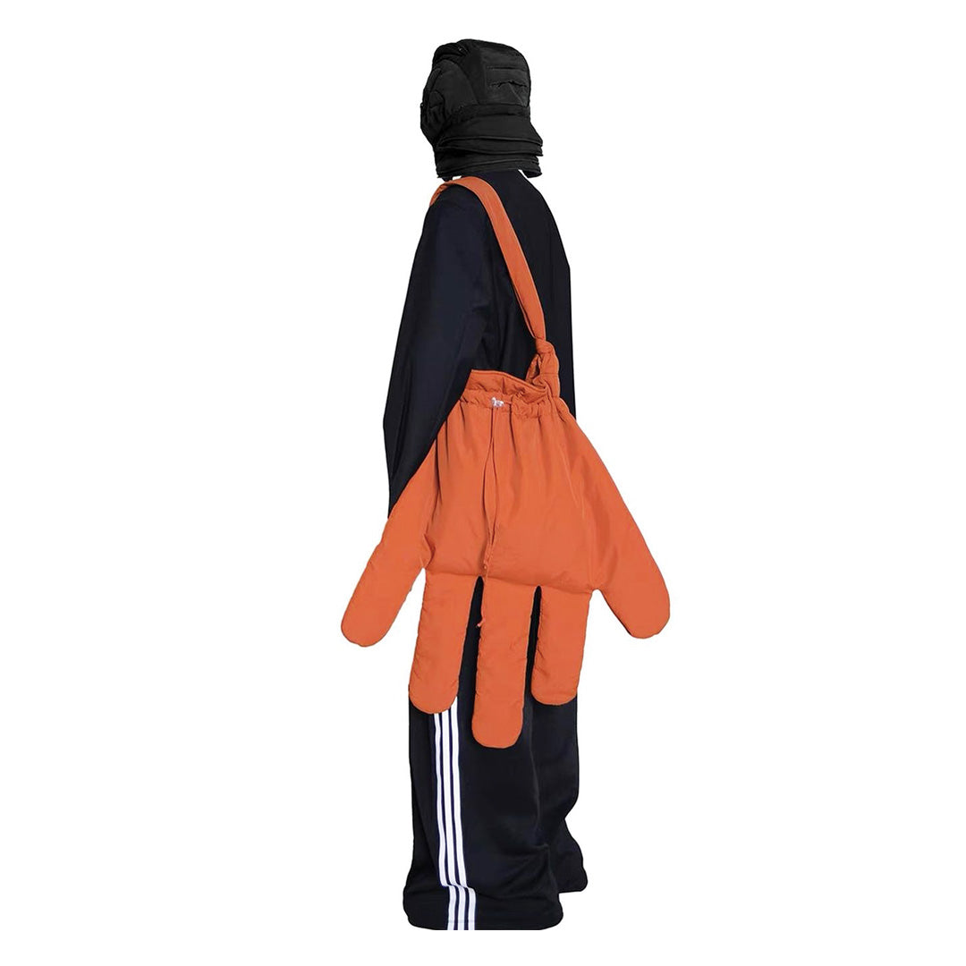 Waterproof nylon glove-shaped crossbody bag with large compartment drawstring closure for urban style